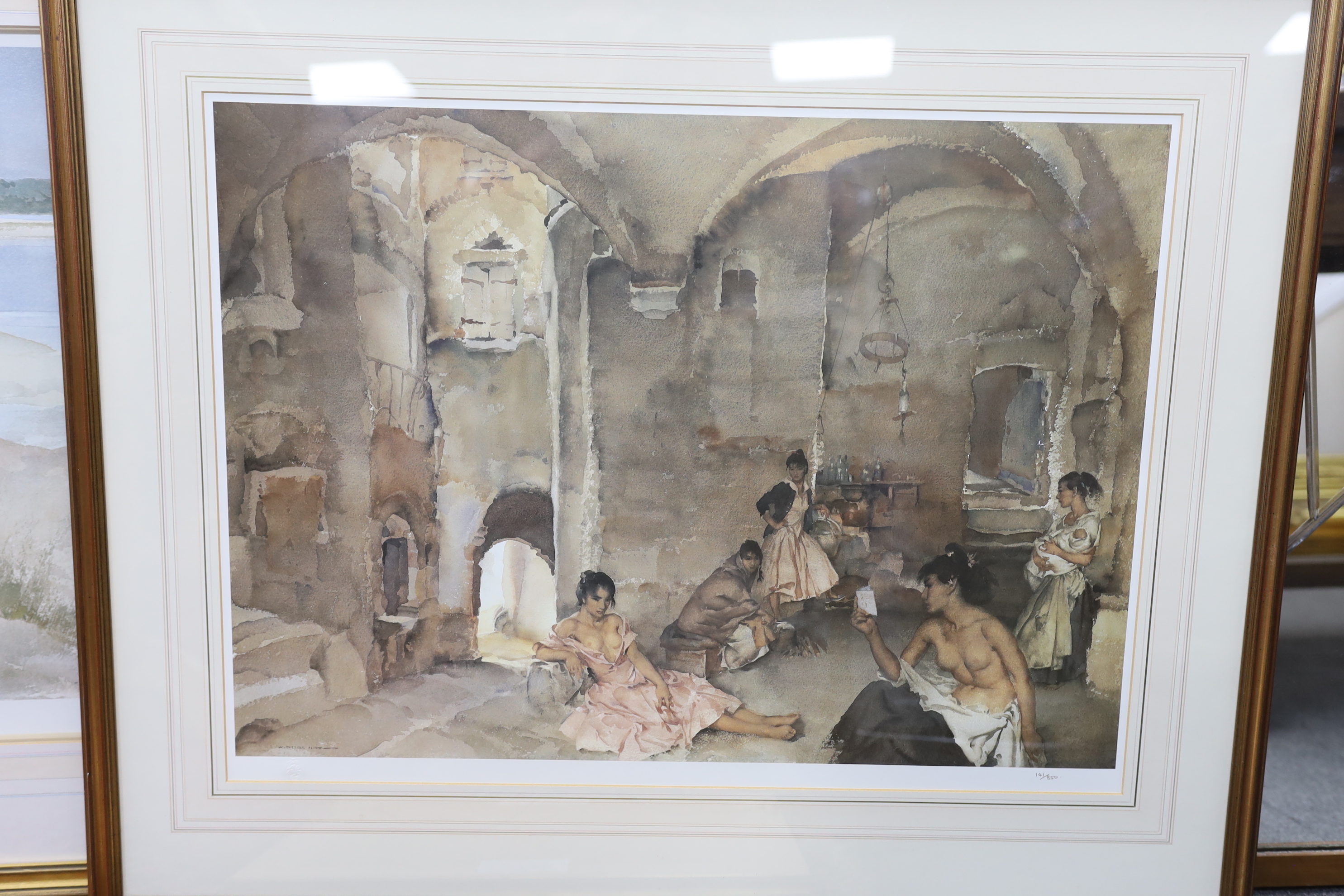 After Sir William Russell Flint (1880-1969), four colour prints, two limited edition, one blindstamped, largest 52 x 70cm